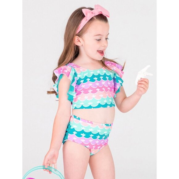 RUFFLEBUTTS Mermaid Butterfly Tankini 18-24 Months - Picture 1 of 8